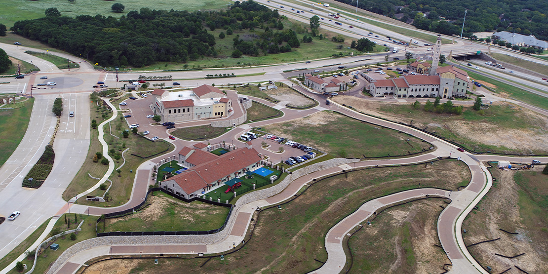 An aerial view of Westlake Entrada designed and developed by BGE, Inc.