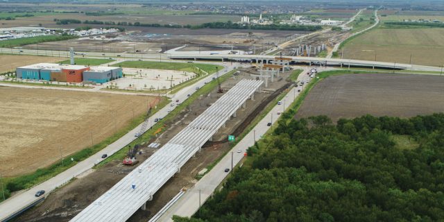Overall view of current progress of Dallas North Tollway Phase 4A project.