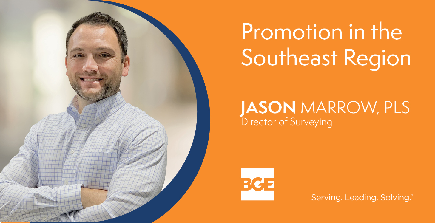 Welcome graphic announcing Jason Marrow’s promotion to Director of Surveying