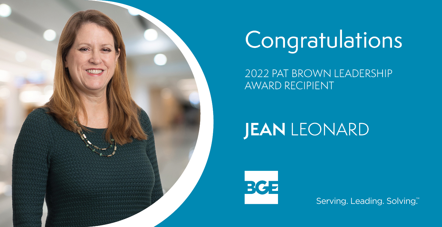 Graphic announcing Jean Leonard as the 2022 Pat Brown Leadership Award recipient